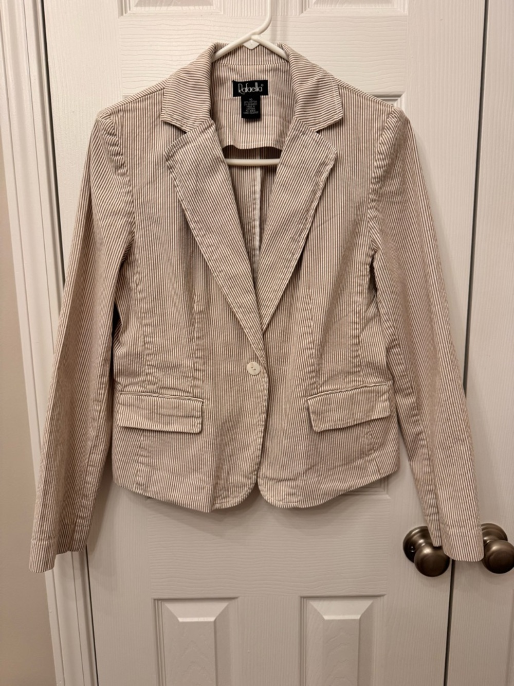 Rafaella Beige Pinstripe Corduroy Blazer
